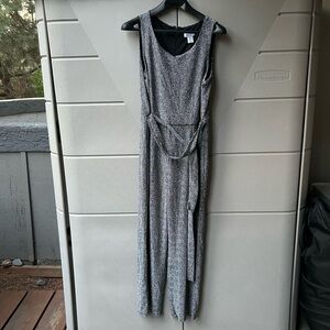 Sleeveless Jumpsuit, Metallic Silver